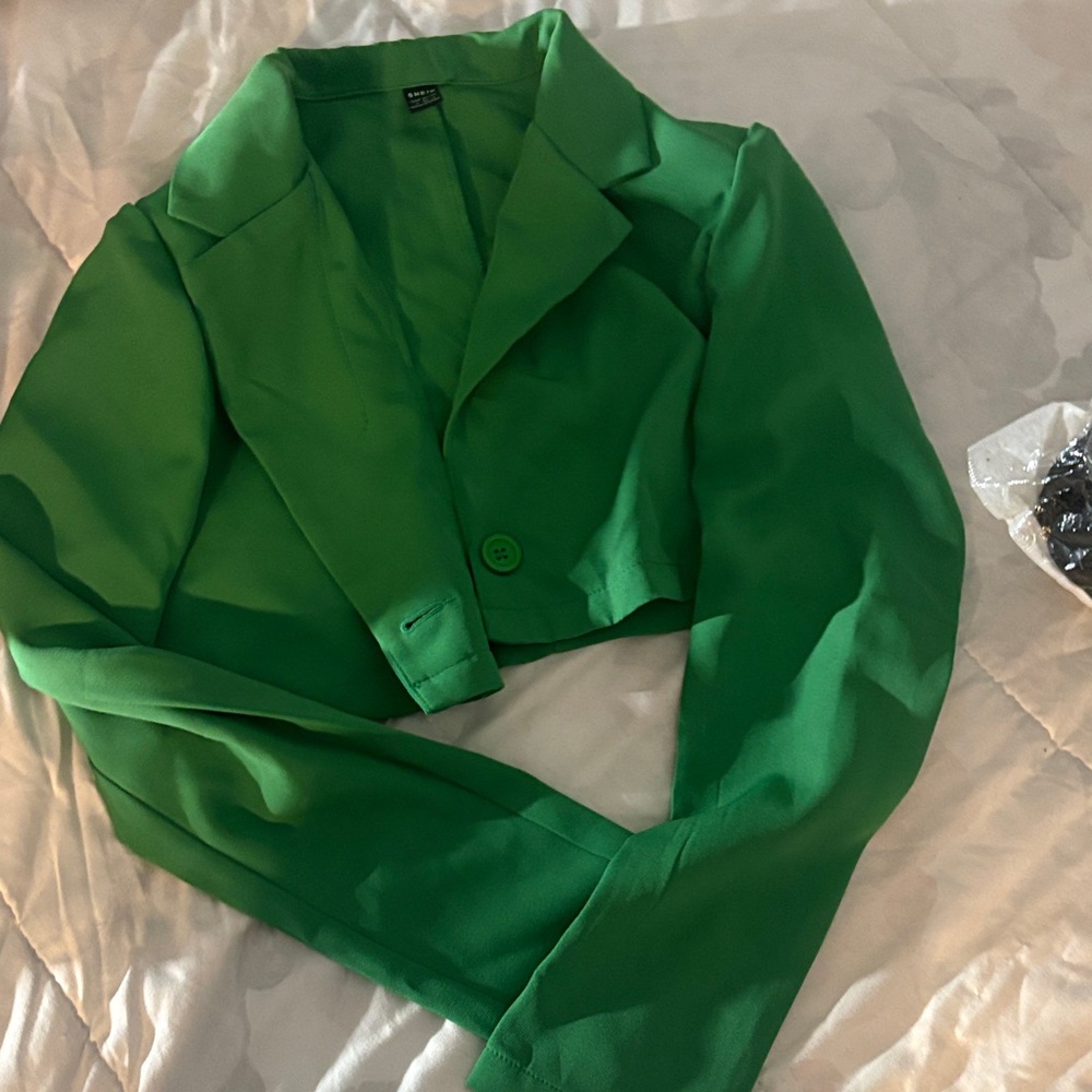 SHEIN Vibrant Green Cropped Blazer